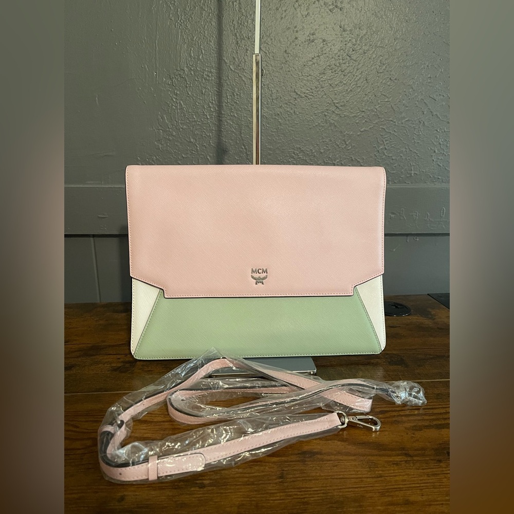 MCM Pastel Pink and Mint Crossbody/ clutch Bag NWOT